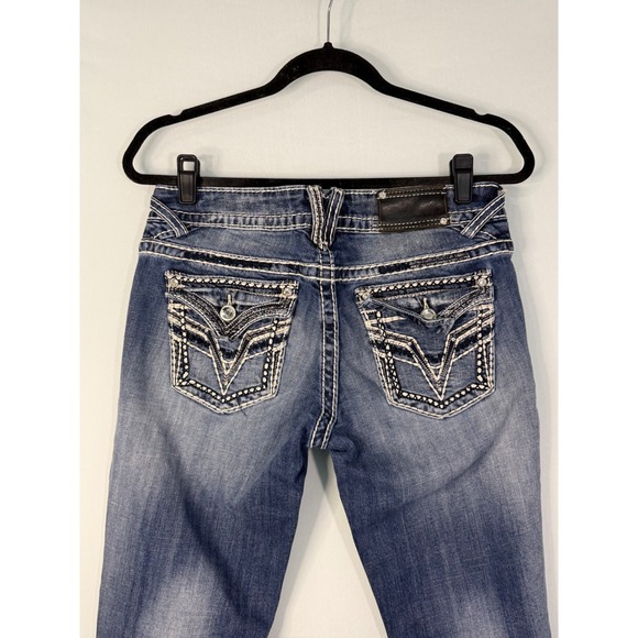 Vigoss The New York Slim Boot Jeans Women 5/6 Blue Excellent Embellished Y2K - Picture 9 of 14